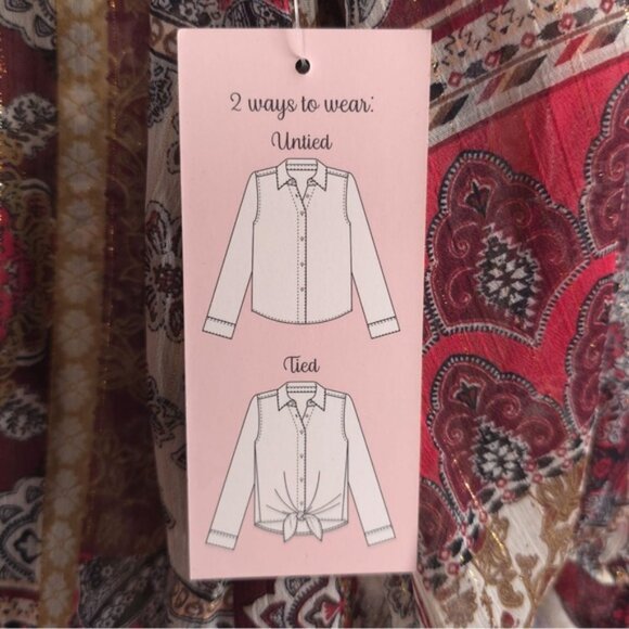 NWT HAVER‎ LONDON Chiffon Floral Button Down Shirt 2 Ways Untied Tied Size S/P - Picture 9 of 11